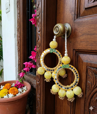 decorative shubh labh wall hanging  gifting handmade toran door hanging  decor (pack of 2) 3