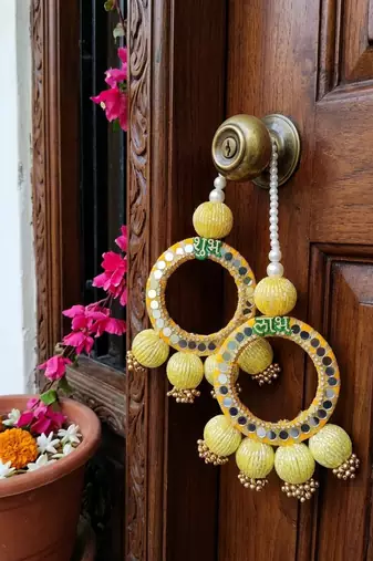 decorative shubh labh wall hanging  gifting handmade toran door hanging  decor (pack of 2)