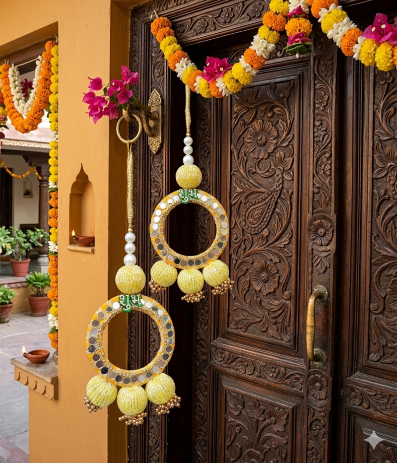 decorative shubh labh wall hanging  gifting handmade toran door hanging  decor (pack of 2)