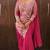Hot pink embroidered pre-draped saree with designer blouse