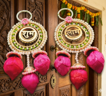 decorative kamalkali shubh labh wall hanging  handmade toran door hanging decor (pack of 2) 2