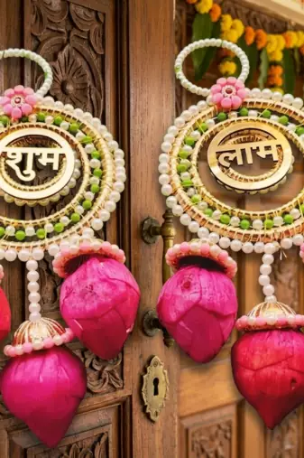 decorative kamalkali shubh labh wall hanging  handmade toran door hanging decor (pack of 2)