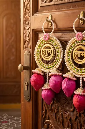 decorative kamalkali shubh labh wall hanging  handmade toran door hanging decor (pack of 2)