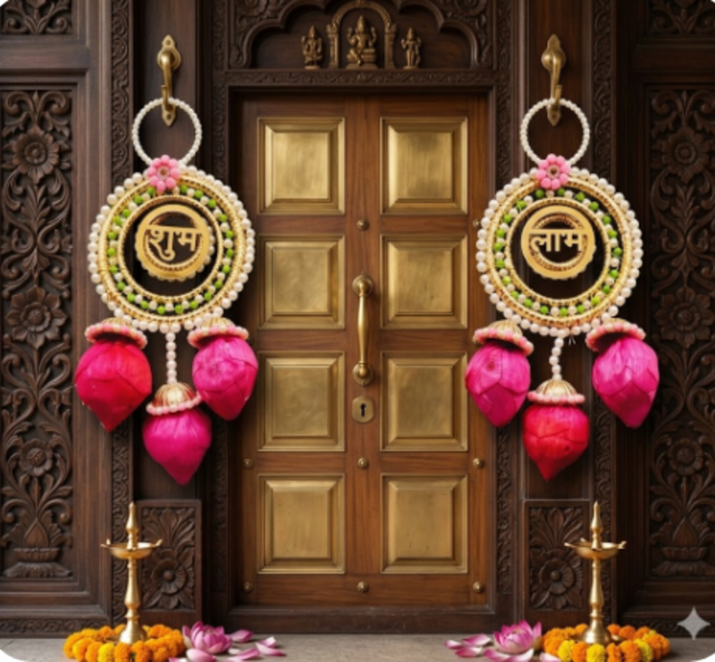 decorative kamalkali shubh labh wall hanging  handmade toran door hanging decor (pack of 2)