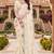 Sequin embroidered work satin foil printed cream saree