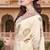 Sequin embroidered work satin foil printed cream saree