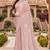Sequin embroidered work satin foil printed peach saree