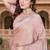 Sequin embroidered work satin foil printed peach saree