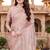 Sequin embroidered work satin foil printed peach saree