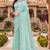 Sequin embroidered work satin foil printed sky blue  saree