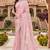 Sequin embroidered work satin foil printed pink saree