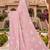 Sequin embroidered work satin foil printed pink saree