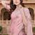 Sequin embroidered work satin foil printed pink saree