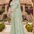 Sequin embroidered work satin foil printed green saree