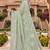 Sequin embroidered work satin foil printed green saree