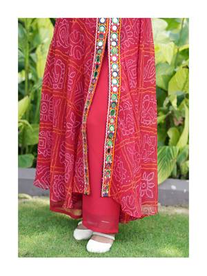 Pink Color Printed and Mirror Work Georgette Navratri Salwar Suit 3
