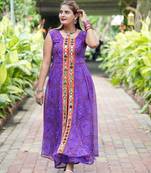 purple color printed and mirror work georgette navratri salwar suit