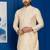 Golden silk blend kurta for men with embroidered work