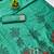 Sea green linen jacuard bird motif work bird saree with unstitched blouse piece