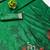 Green linen jacuard bird motif work bird saree with unstitched blouse piece