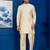 Golden silk blend kurta set for men with black dupatta embroidered work