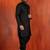 Black jacquard blend closed indo western sherwani and dhoti set for men with embroidered