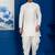 White silk blend kurta dhoti set for men with embroidered work