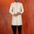White jacquard blend closed indo western and dhoti set for men with embroidered work
