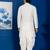 White silk blend kurta dhoti set for men with embroidered work