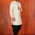 White jacquard blend closed indo western and dhoti set for men with embroidered work