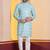 sky silk blend kurta pyjama set for men with printed work