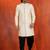 White jacquard blend closed indo western and dhoti set for men with embroidered work