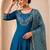 Teal Color Sequins and   Hand Work Cotton Salwar Suit 