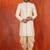 White blend closed sherwani indo western and dhoti set for men with embroidered work