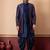 nevy blue sherwani silk blend blue kurta dhoti set for men with embroidered work
