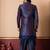 nevy blue sherwani silk blend blue kurta dhoti set for men with embroidered work