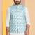 Green printed nehru jacket for men with embroidered work