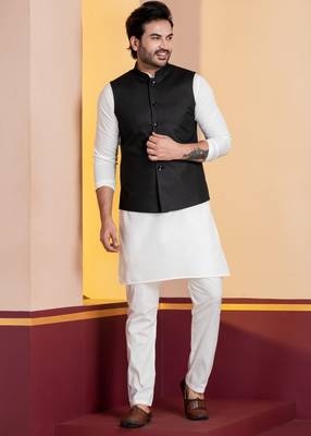 Green printed nehru jacket for men with embroidered work 2