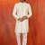 White blend closed sherwani indo western and pyjama set for men with embroidered work