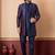 nevy blue open sherwani silk blend nevy blue kurta pyjama set for men with embroidered work