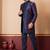 nevy blue open sherwani silk blend nevy blue kurta pyjama set for men with embroidered work