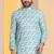 sky silk blend kurta for men with printed work