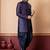navy blue open sherwani silk blend navy blue kurta dhoti set for men with embroidered work