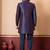 nevy blue open sherwani silk blend nevy blue kurta pyjama set for men with embroidered work