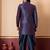 navy blue open sherwani silk blend navy blue kurta dhoti set for men with embroidered work