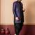 navy blue open sherwani silk blend black kurta dhoti set for men with embroidered work