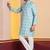 sky silk blend kurta for men with printed work