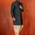 Green jacquard blend closed indo western and dhoti set for men with embroidered work