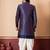 navy blue jacquard blend indo western navy blue open sherwani and creem dhoti set for men with embroidered work