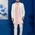 White jacquard blend indo western open sherwani and pink kurta white pyjama set for men with embroidered work